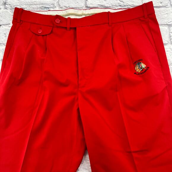 LA MODE Vintage Pleated Golf Pants Men's Size 40 Red Chicago Blackhawks - Picture 7 of 11